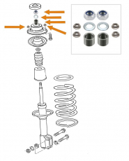 Mounting kit for suspension strut bearing/fastening material