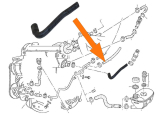 Radiator hose from the engine block to the heat exchanger connection